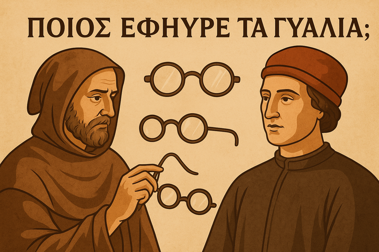 «Ιστορική αναπαράσταση με γυαλιά – αναφορά στον εφευρέτη των γυαλιών»