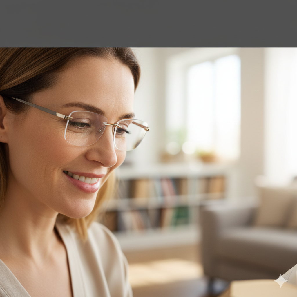 Άτομο που φορά πολυεστιακά γυαλιά και διαβάζει