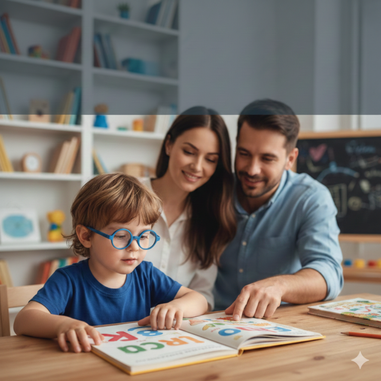 παιδί που φορά γυαλιά μυωπίας στην τάξη